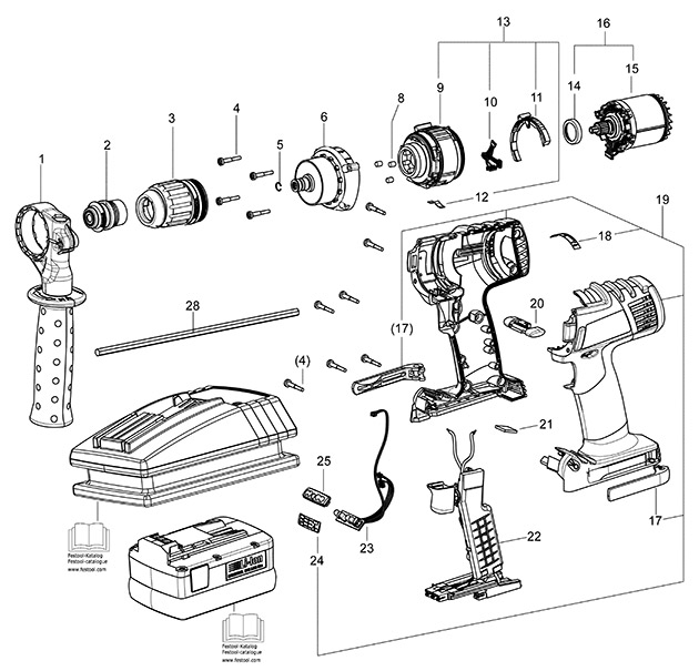 Festool 768173 Drc 18/4 Cordless Drill Spare Parts 768173