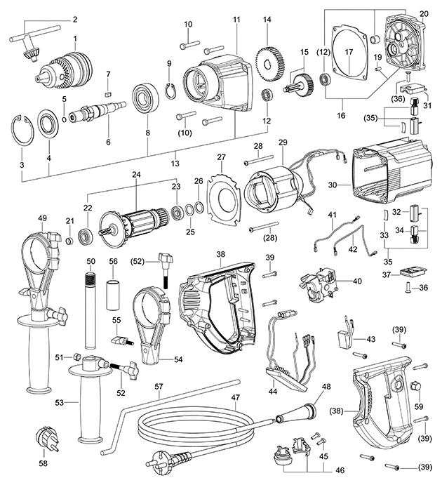 Festool 768485 Dr 20 E Corded Drill Spare Parts 768485