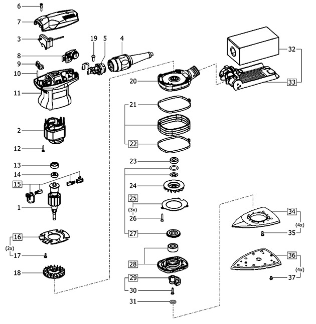 Festool 490240 Ds 400 Eq Delta Sander Spare Parts 490240