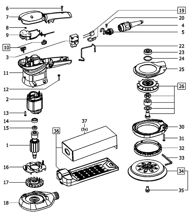 Festool 491901 Es 150/3 Eq Corded Ros Eccentric Sander Spare Parts 491901