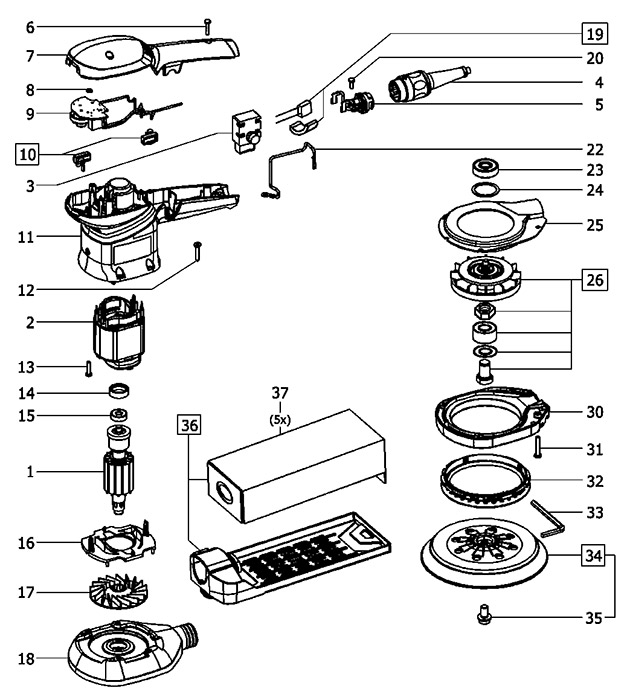 Festool 490909 Es 150/5 Eq-c Corded Ros Eccentric Sander Spare Parts 490909