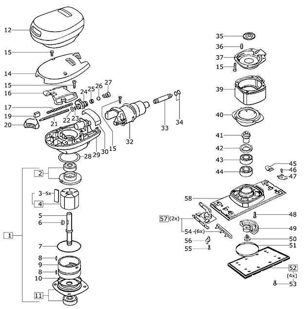 Festool 692049 Lrs 93 M Compressed Air Orbital Sander Spare Parts 692049