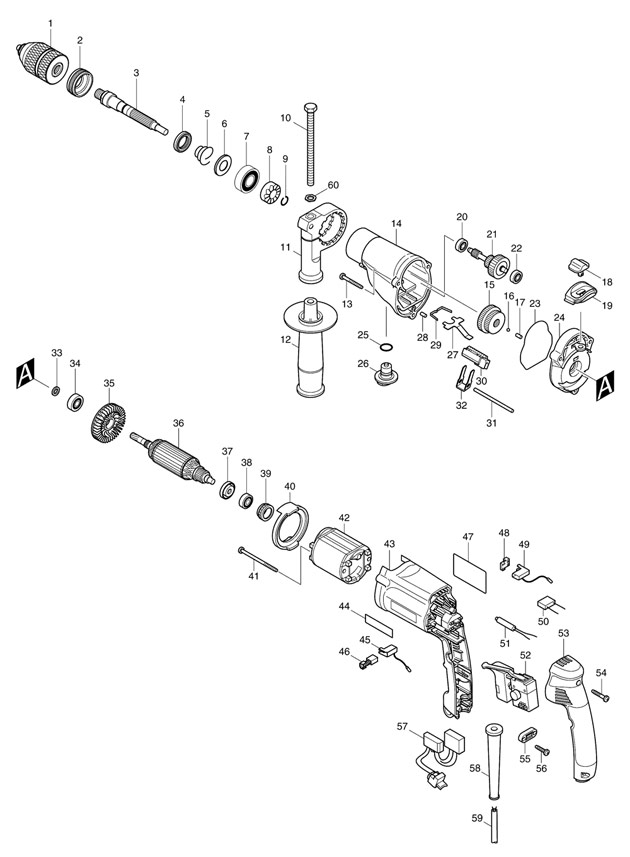 Makita HP2051F 13mm Percussion Drill 2 Speed Spare Parts HP2051F