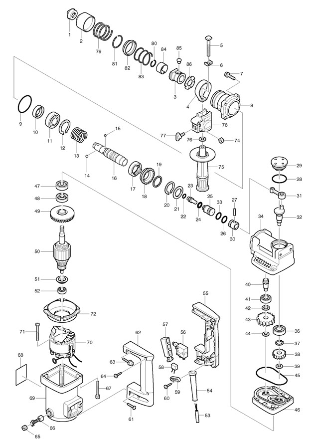 Makita HR2010 13/16-inch Sds Rotary Hammer Spare Parts HR2010