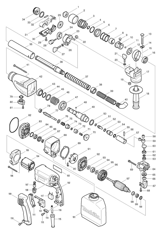 Makita HR2430 Rotary Hammer Spare Parts HR2430