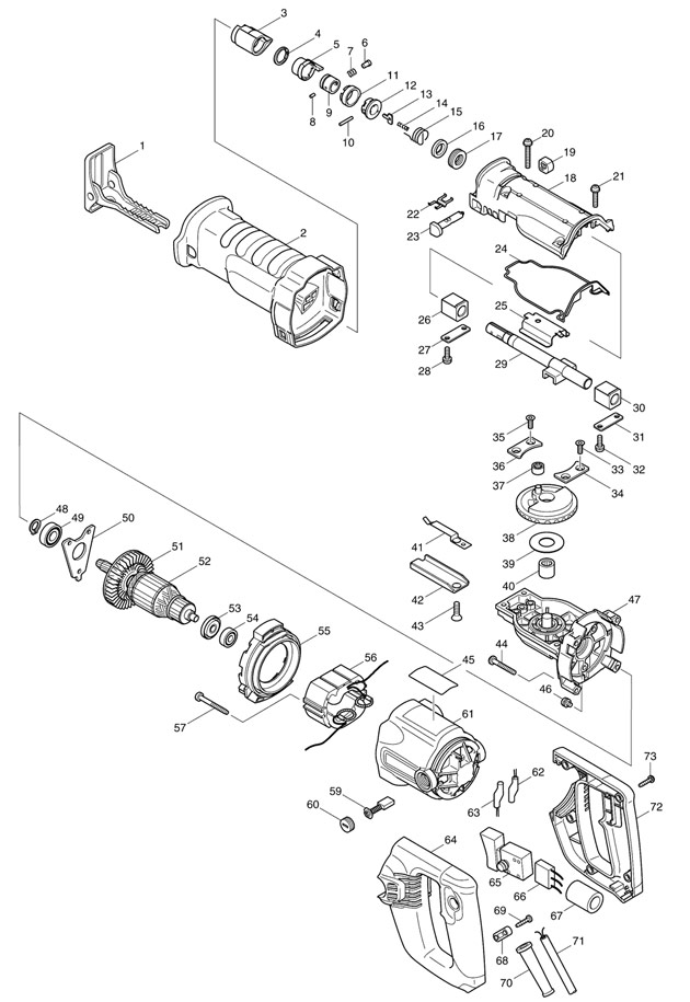 Makita JR3050T Corded Reciprocating Saw 110v & 240v Spare Parts JR3050T