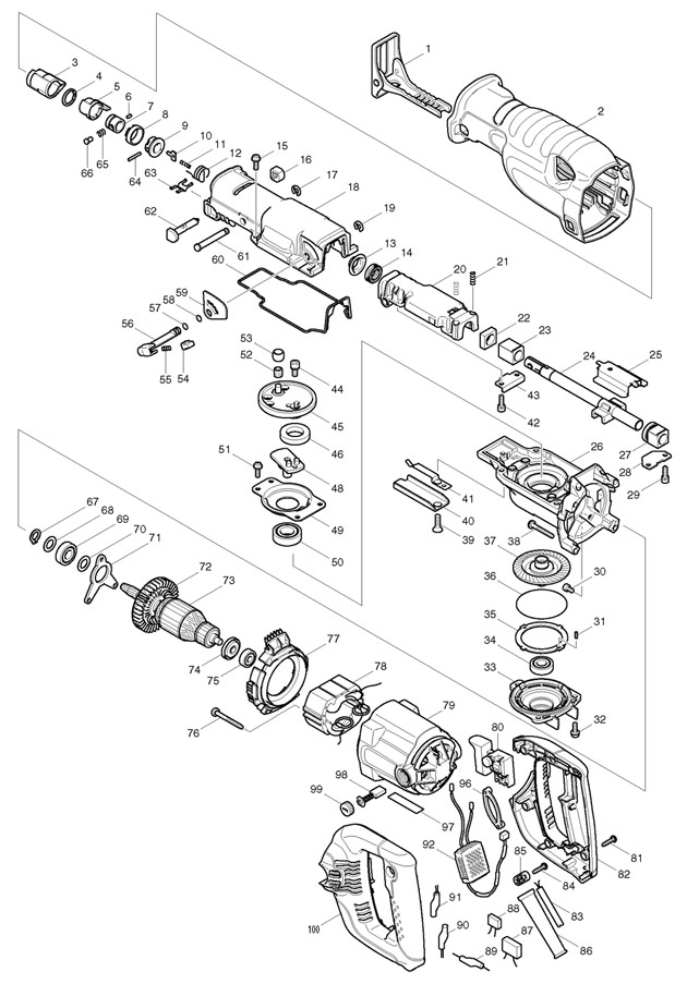 Makita JR3060T Corded Reciprocating Saw 110v & 240v Spare Parts JR3060T