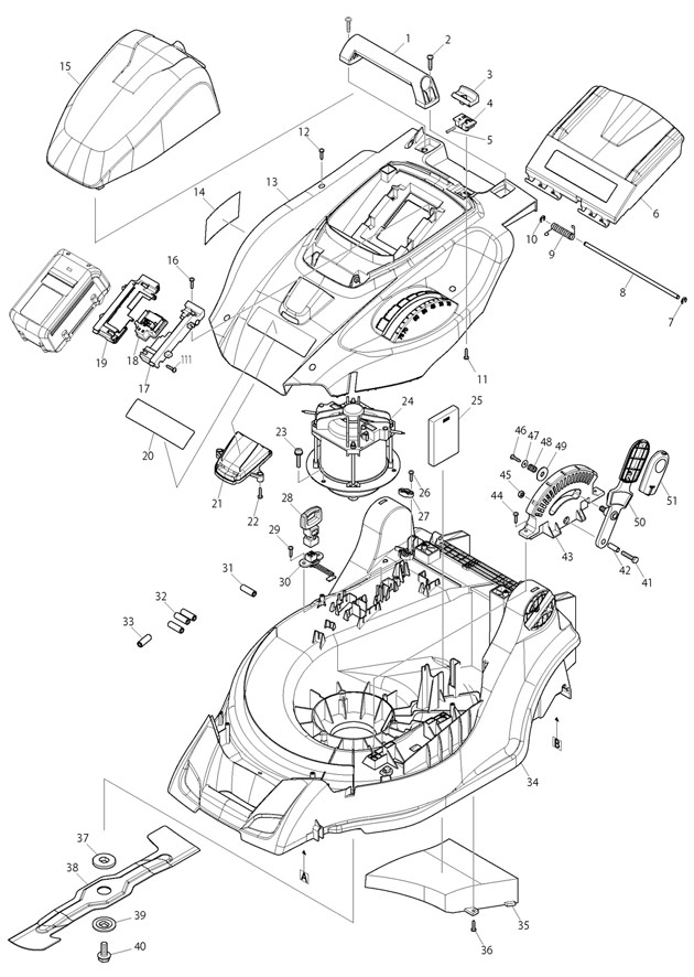 Makita LM430D 18v Cordless Lawnmower Spare Parts LM430D
