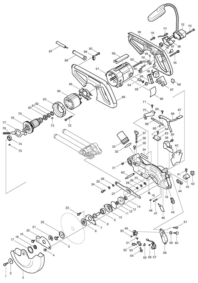Makita LS0714FL Corded 190mm Slide Compound Mitre Saw 110v & 240v Spare Parts LS0714FL