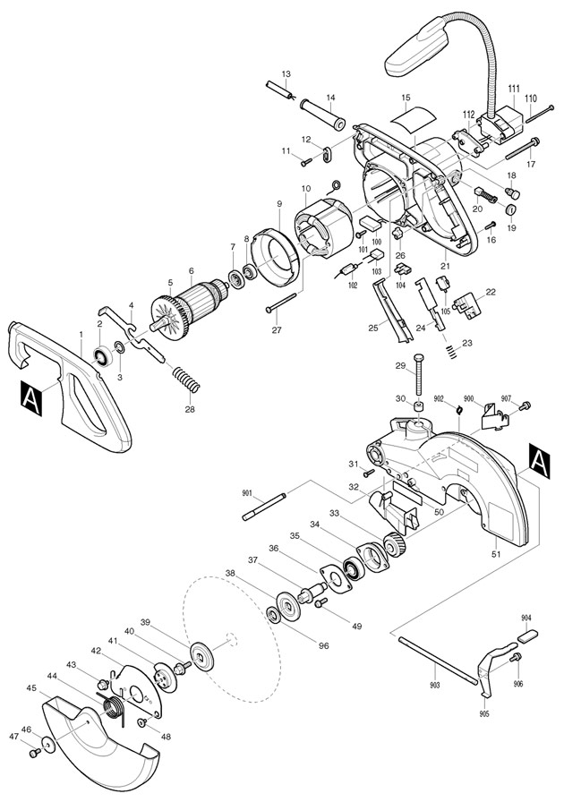 Makita LS1040F Corded 260mm Mitre Saw 110v & 240v Spare Parts LS1040F