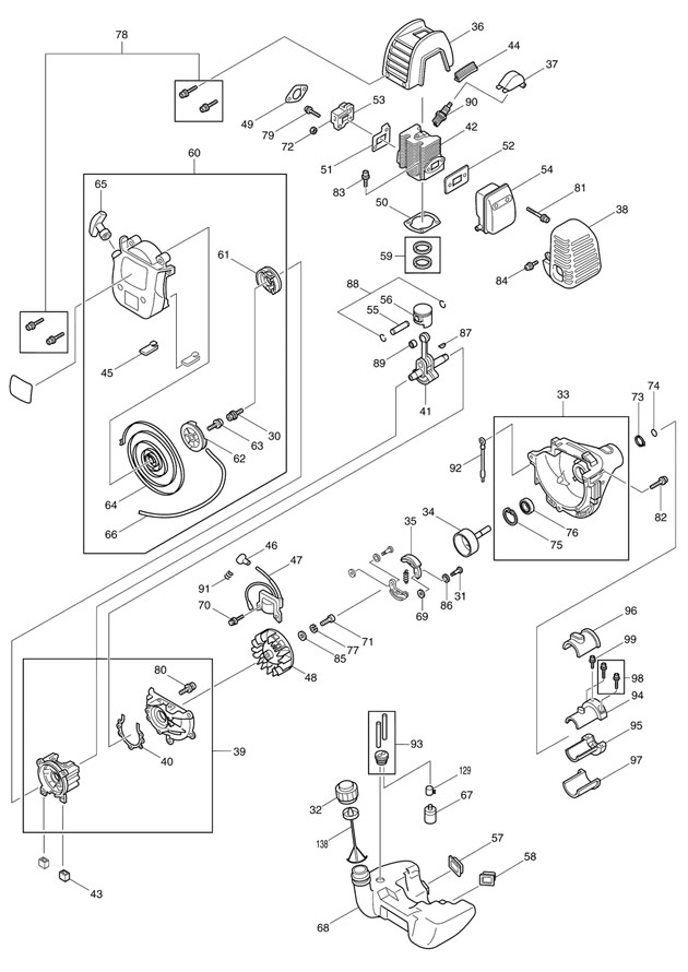 Makita RBC281 Bush Cutter String Trimmer Spare Parts RBC281