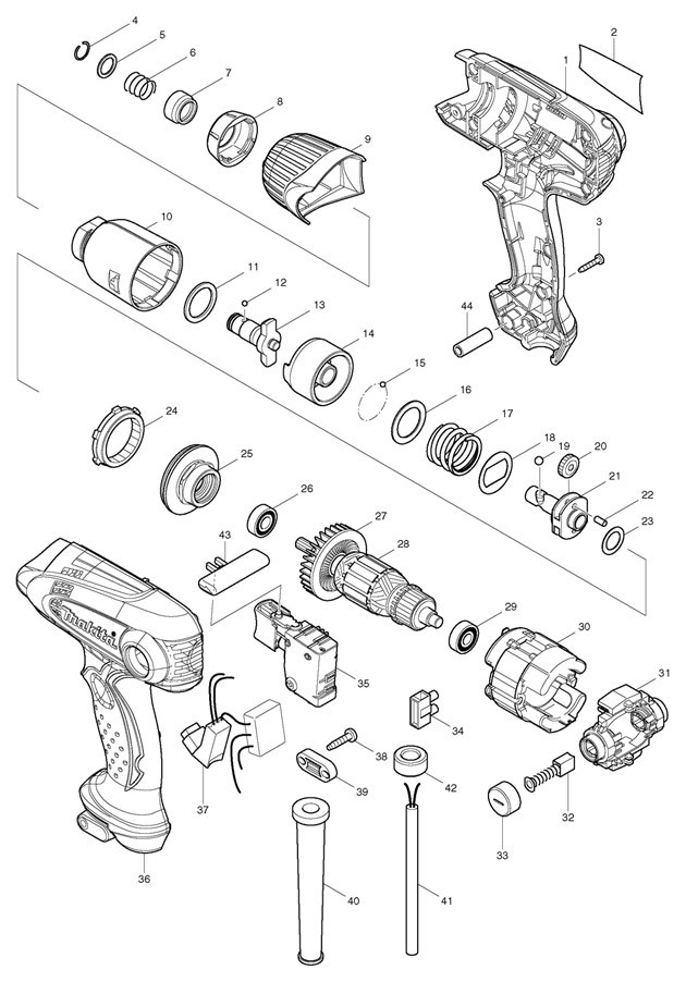 Makita TD0101F 1/4in Hex T Type Impact Driver Spare Parts TD0101F