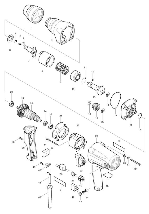 Makita TW0350 1/2in Impact Wrench Spare Parts TW0350