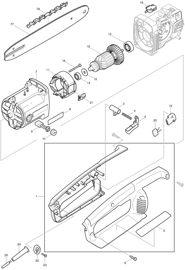 Makita UC3000A Corded 110v 240v Chainsaw Spare Parts UC3000A