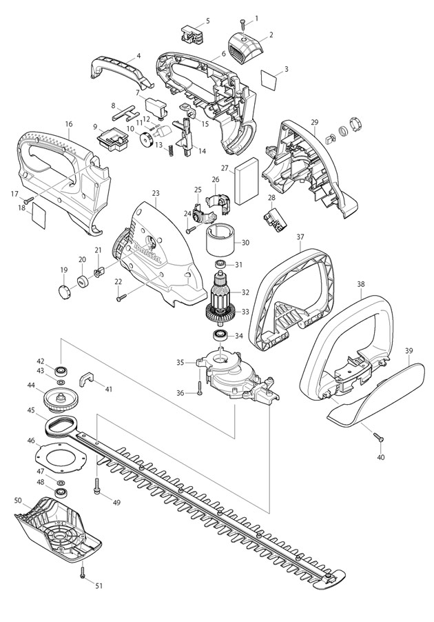 Makita UH550D Cordless Hedge Trimmer Spare Parts UH550D