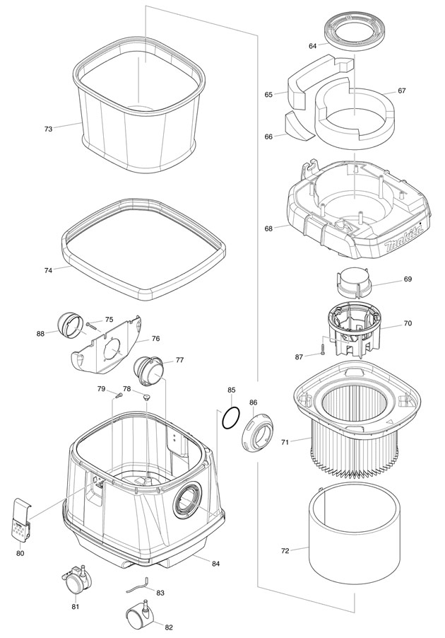 Makita VC1310L 110 & 240 Volt L-class Wet & Dry Vacuum Cleaner Spare Parts VC1310L