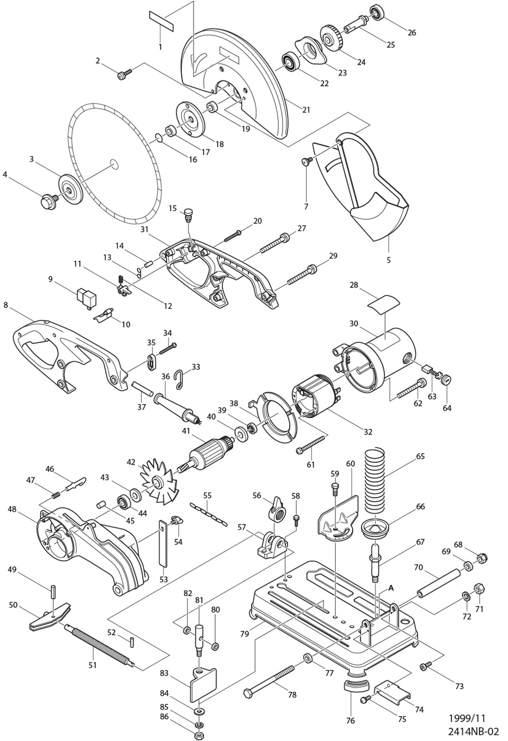 Makita 2414NB 355mm Abrasive Cut Off Saw Spare Parts Part Shop Direct Makita 2414NB 355mm Abrasive Cut Off Saw Spare Parts Part Shop Direct