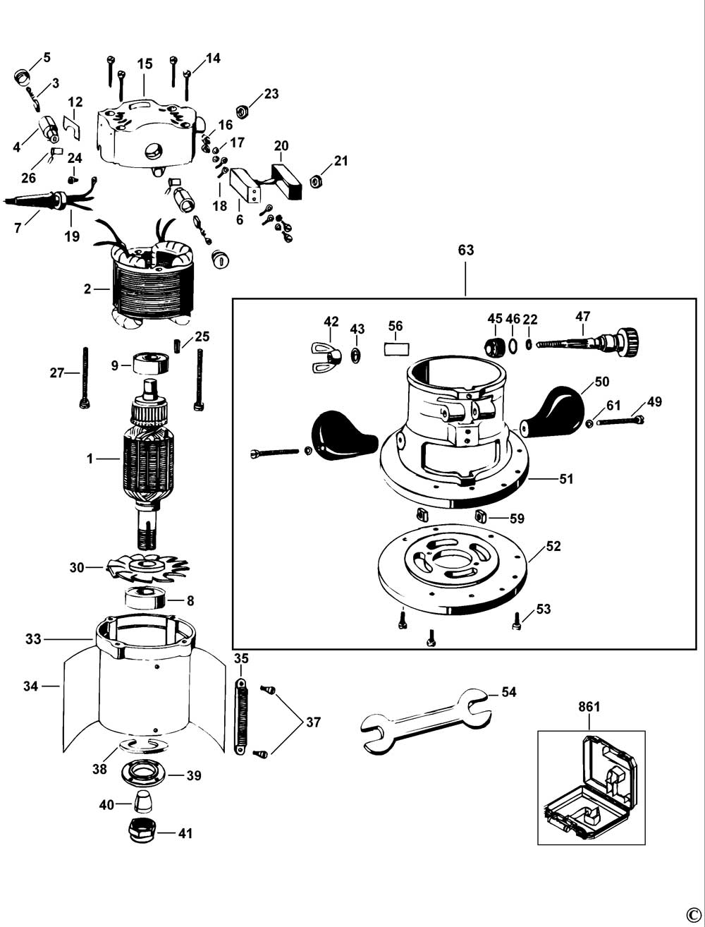 DeWalt DW610 Type 1 Router Spare Parts Part Shop Direct