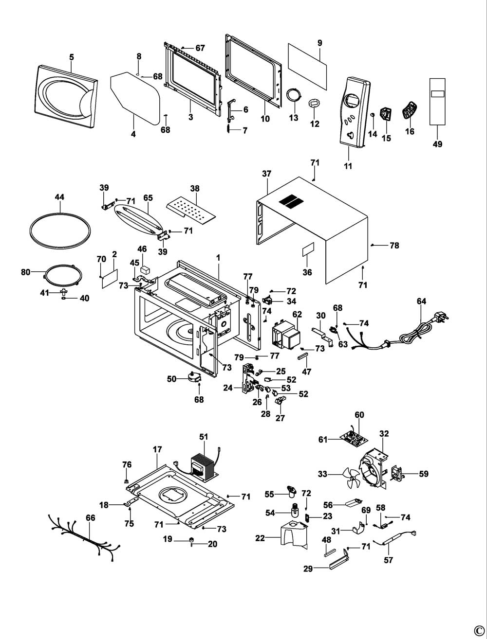 Black & Decker MY23PG Type 1 Microwave Spare Parts - Part Shop Direct