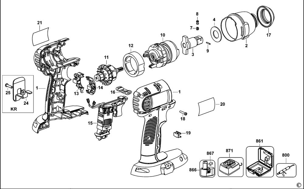 DeWalt DC840 Type 2 Impact Wrench Spare Parts Part Shop Direct