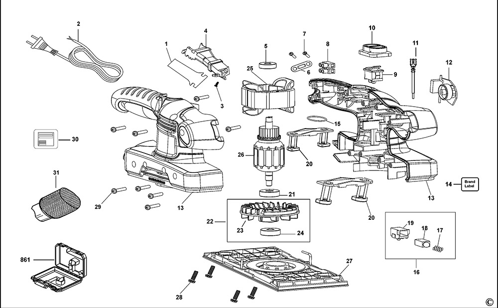 Black & Decker KA320EKA Sander Spare Parts Part Shop Direct