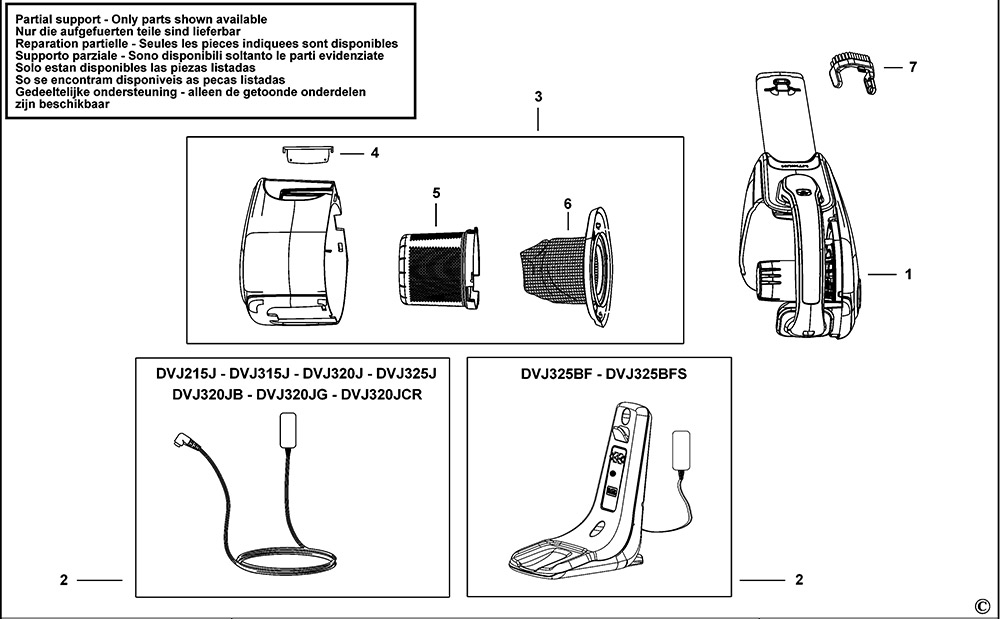 Black & Decker DVJ320J Dustbuster Spare Parts Part Shop Direct