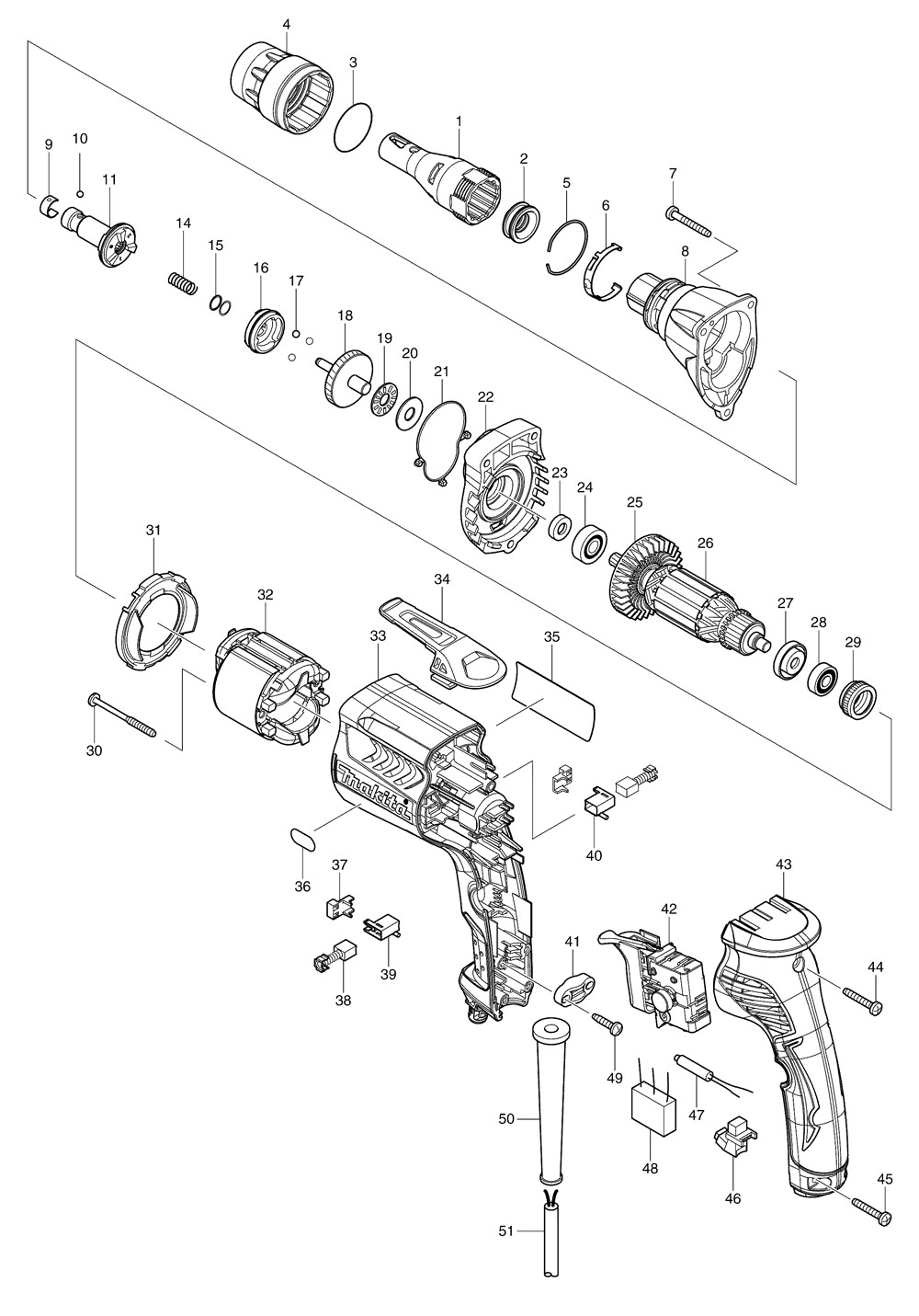Makita FS4300 Drywall Screwgun Spare Parts Part Shop Direct