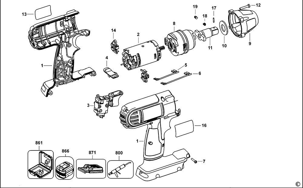 DeWalt DC810 Type 1 Impact Wrench Spare Parts Part Shop Direct
