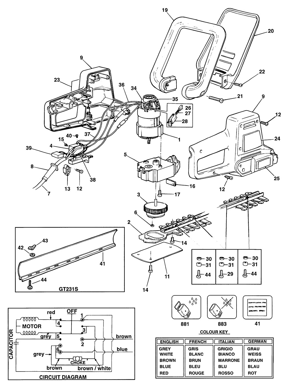Black & Decker GT231 Type 1 Hedgeclipper Spare Parts - Part Shop