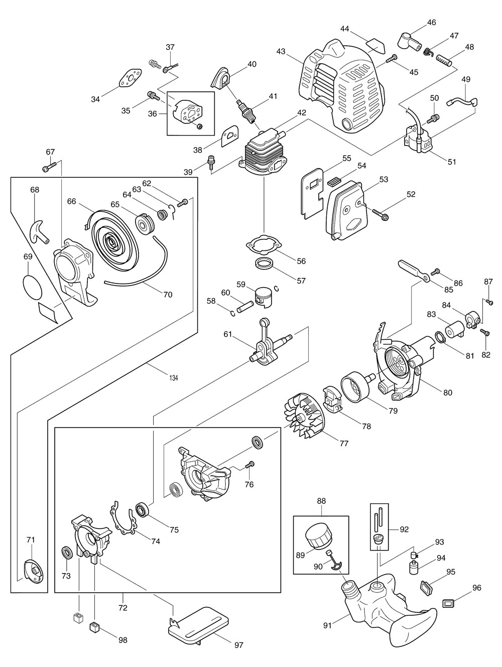 Makita RBC2110 21cc Petrol Line Trimmer Spare Parts - Part Shop Direct Makita RBC2110 21cc Petrol Line Trimmer Spare Parts - Part Shop Direct