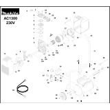 Makita AC1300 2.0hp 10 Bar 110v 240v Air Compressor Spare Parts