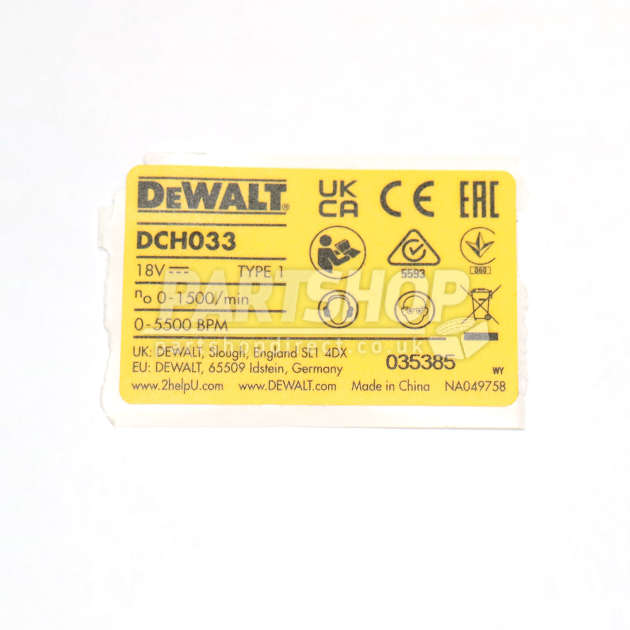 DeWalt DCH033 Type 1 Hammer Drill Spare Parts