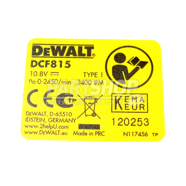 DeWalt DCF813 Type 1 - EU Impact Driver Spare Parts