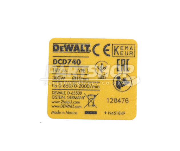 DeWalt DCD740 Type 1 Right Angle Drill Spare Parts