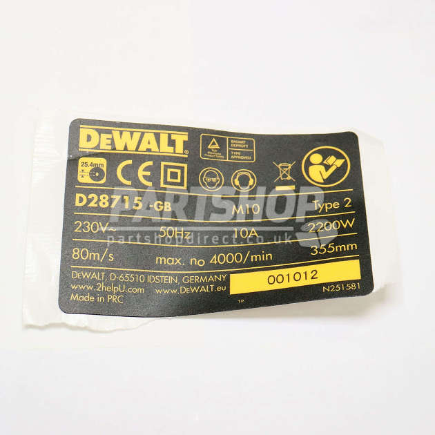 DeWalt D28715 Type 2 Chop Saw Spare Parts