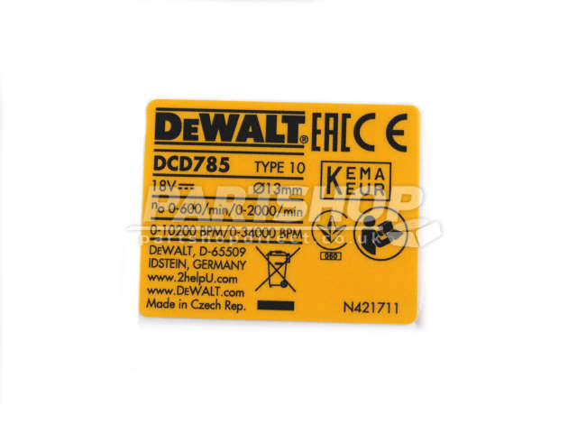 DeWalt DCD785 Type 10 C'less Drill/driver Spare Parts