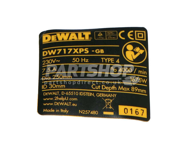 DeWalt DW717XPS Type 4 Mitre Saw Spare Parts