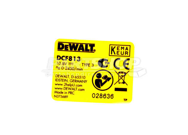 DeWalt DCF813 Type 3 Impact Wrench Spare Parts