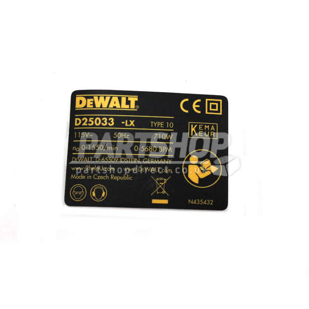 DeWalt D25033 Type 10 Rotary Hammer Spare Parts