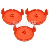 Pack of 3 Replacement Single Line Auto-Feed Orange Strimmer Cover Spool Cap