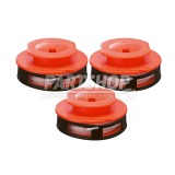 Pack of 3 Replacement Single Line Orange Strimmer Cover Cap Spool & Line