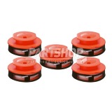 Pack of 5 Replacement Single Line Orange Strimmer Cover Cap Spool & Line