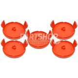 Pack of 5 Replacement Single Line Auto-Feed Orange Strimmer Cover Spool Cap